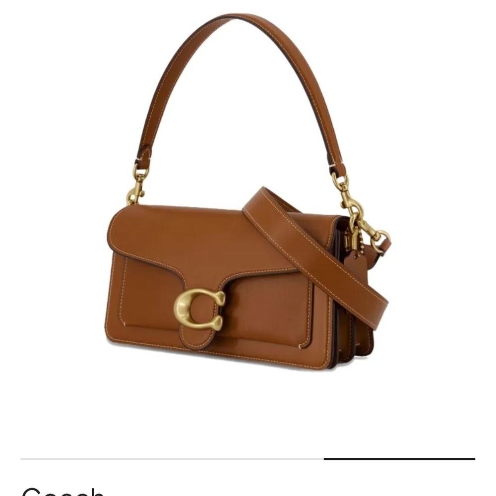 Coach Tan Leather Shoulder Bag with Gold Accents